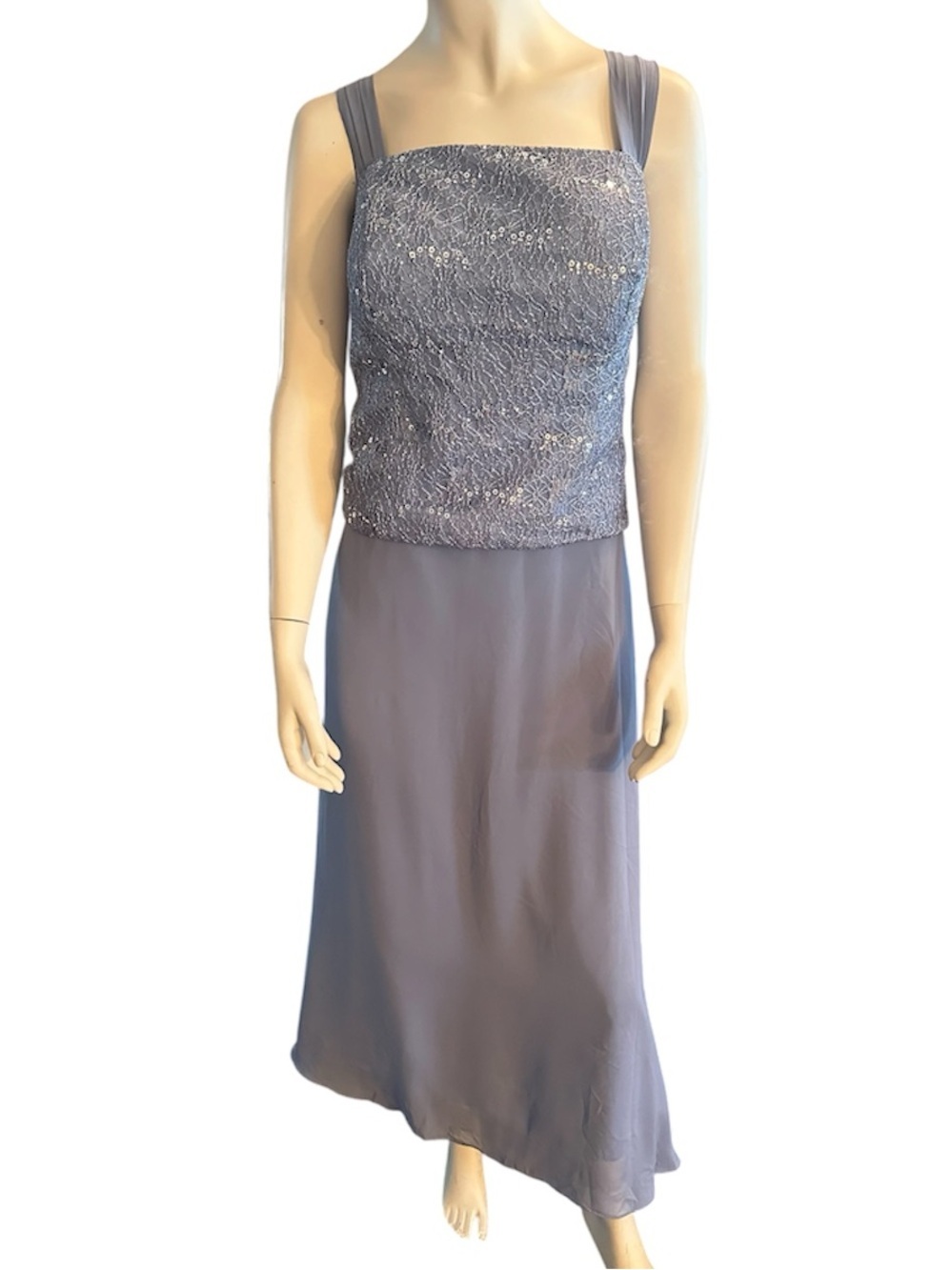 Gown Gallery Lace, Sequin & Chiffon Mother of Bride/Groom Dress Blue 16W NWT